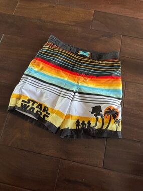 Star Wars Boys Multicolor Stripe Swim Trunks